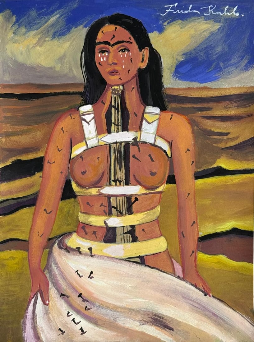 Frida Kahlo (Drawing on Paper Painting) Style of (1 of 4)