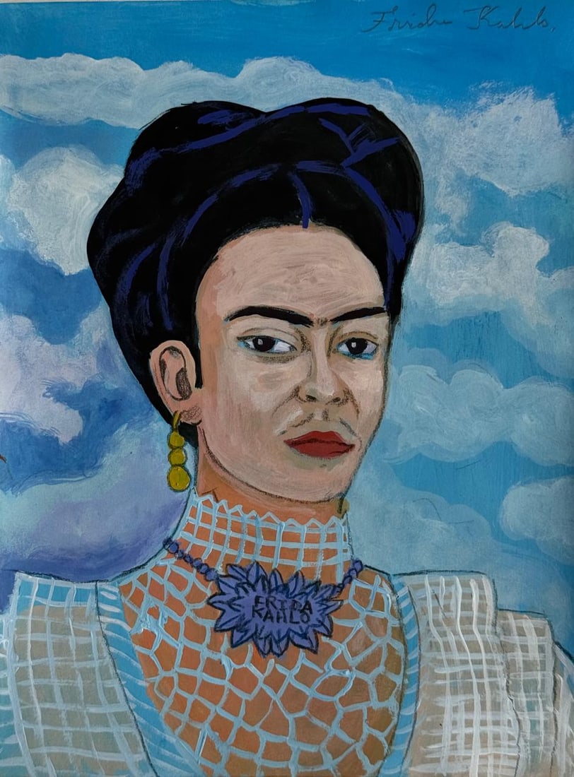 Frida Kahlo (Drawing on Paper Painting) Style of (1 of 4)