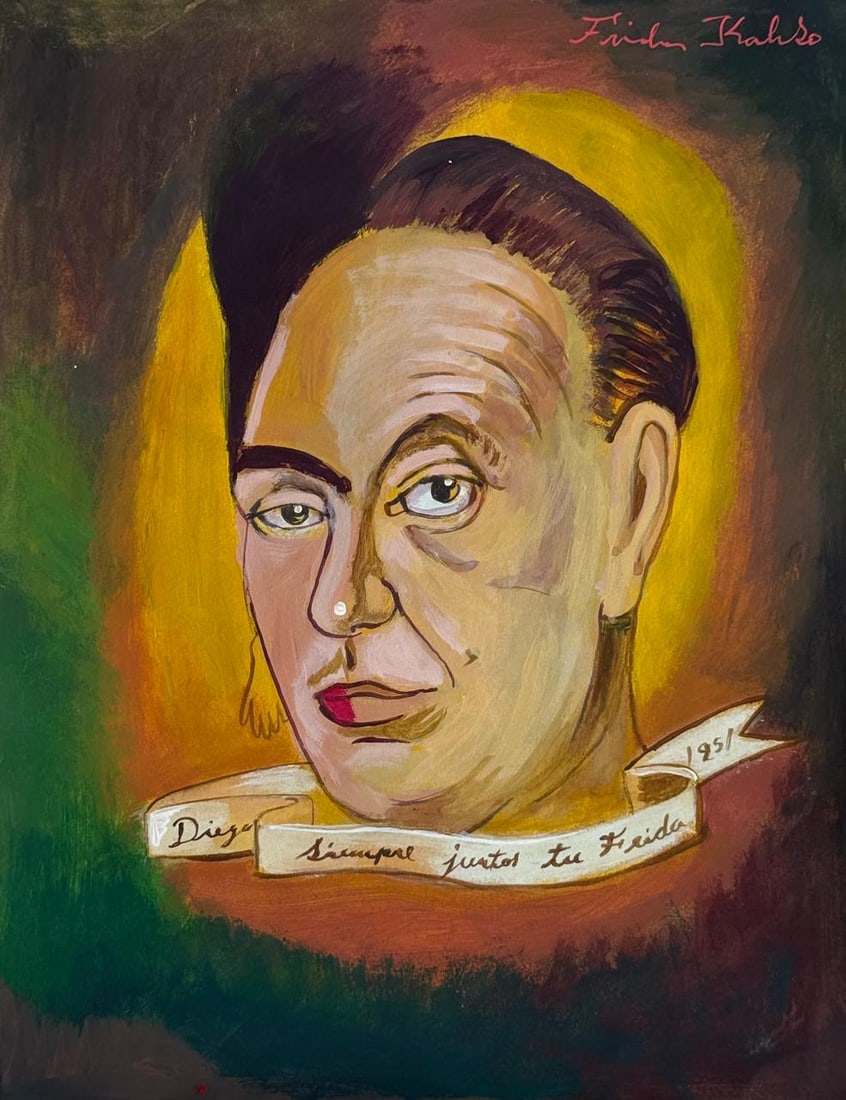 Frida Kahlo (Drawing on Paper Painting) Style of (1 of 4)