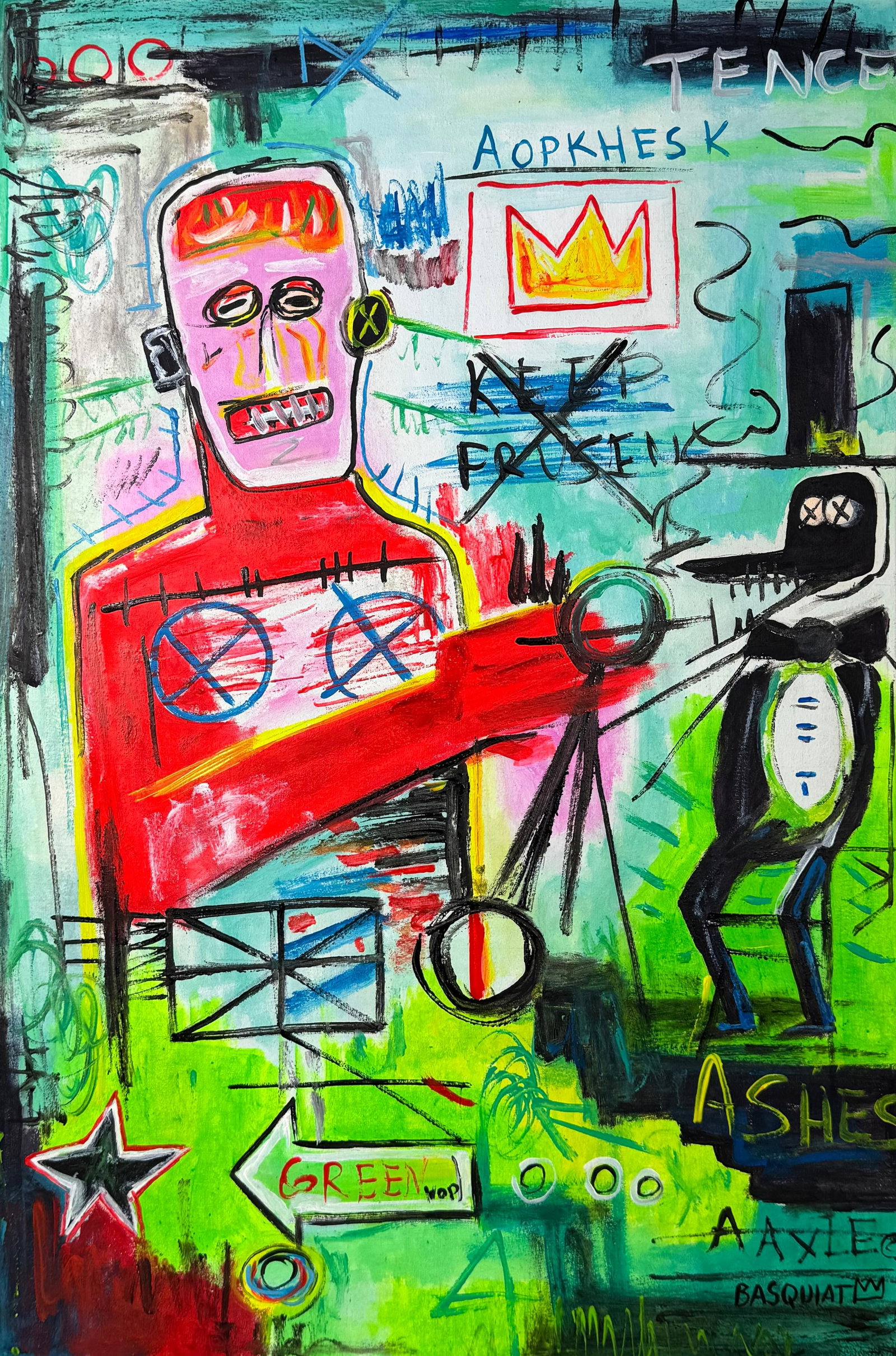 Jean-Michel Basquiat (Oil on canvas painting) Style of (1 of 4)