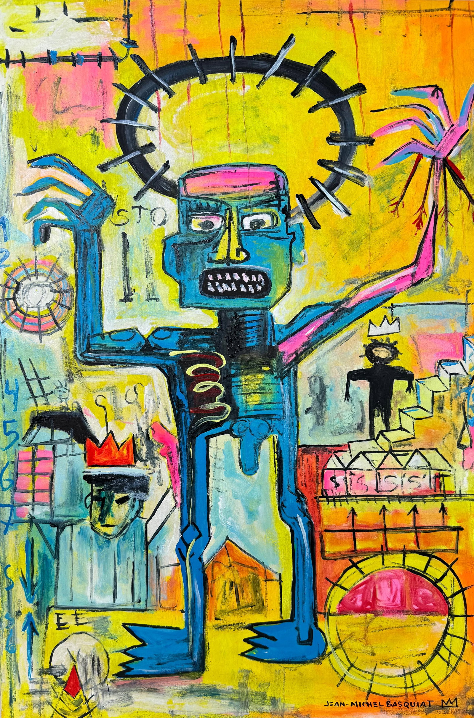Jean-Michel Basquiat (Oil on canvas painting) Style of (1 of 4)