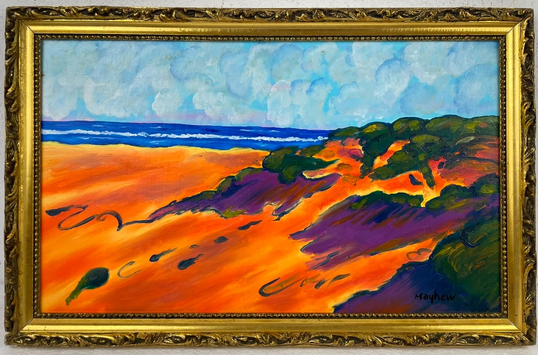 Richard Mayhew (Oil on canvas painting) Style of: Oil on canvas painting 14 x 22 inches, rendered in the style of Richard Mayhew (03 Apr 1924 - 26 Sep 2024) was an American landscape painter, illustrator, and arts educator, of Native and African Amer