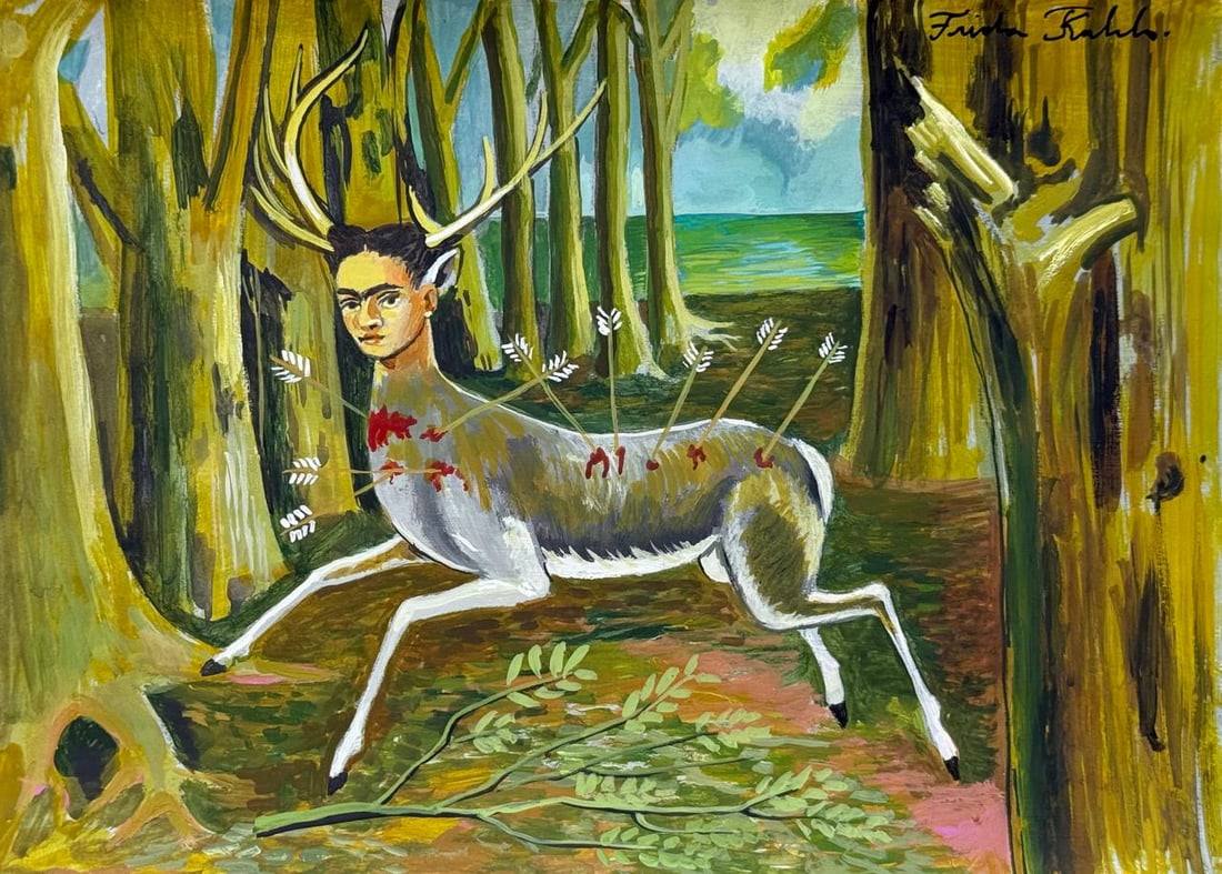 Frida Kahlo (Drawing on Paper Painting) Style of: Drawing on paper 8 x 11 inches, rendered in the style of Frida Kahlo (06 Jul 1907 - 13 Jul 1954) was a Mexican painter known for her many portraits, self-portraits, and works inspired by the nature an