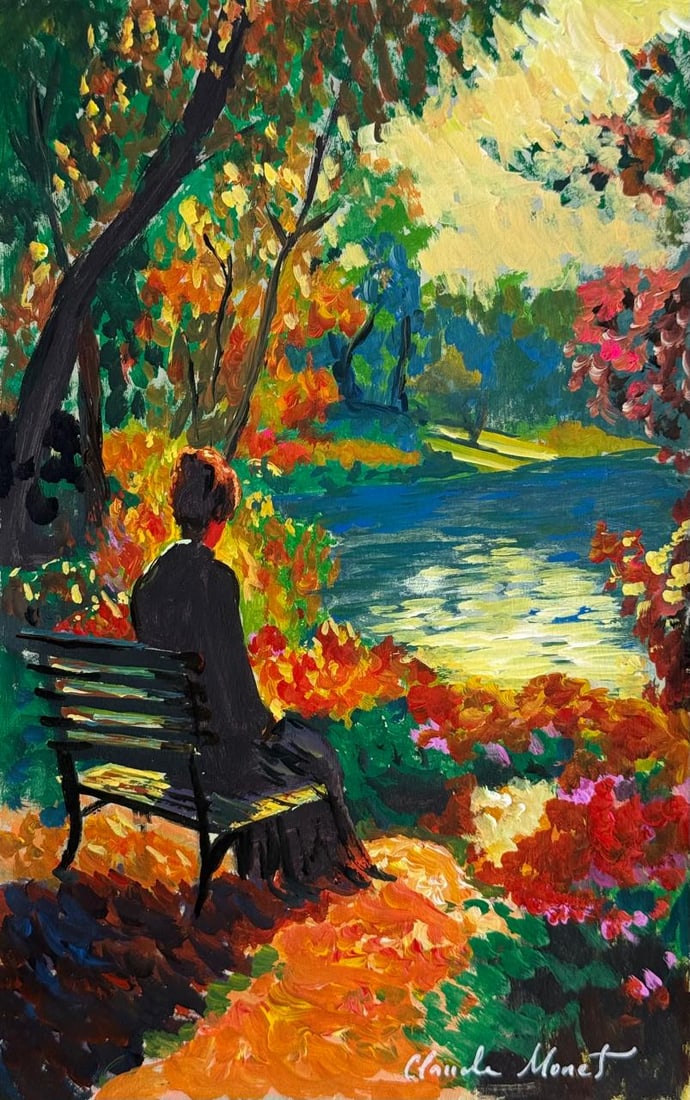 Claude Monet French (Drawing on Paper Painting) Style of: Drawing on paper 7½ x 12 inches, rendered in the style of Claude Monet (14 Nov 1840 - 05 Dec 1926) was a French painter and founder of impressionist painting who is seen as a key precursor to m