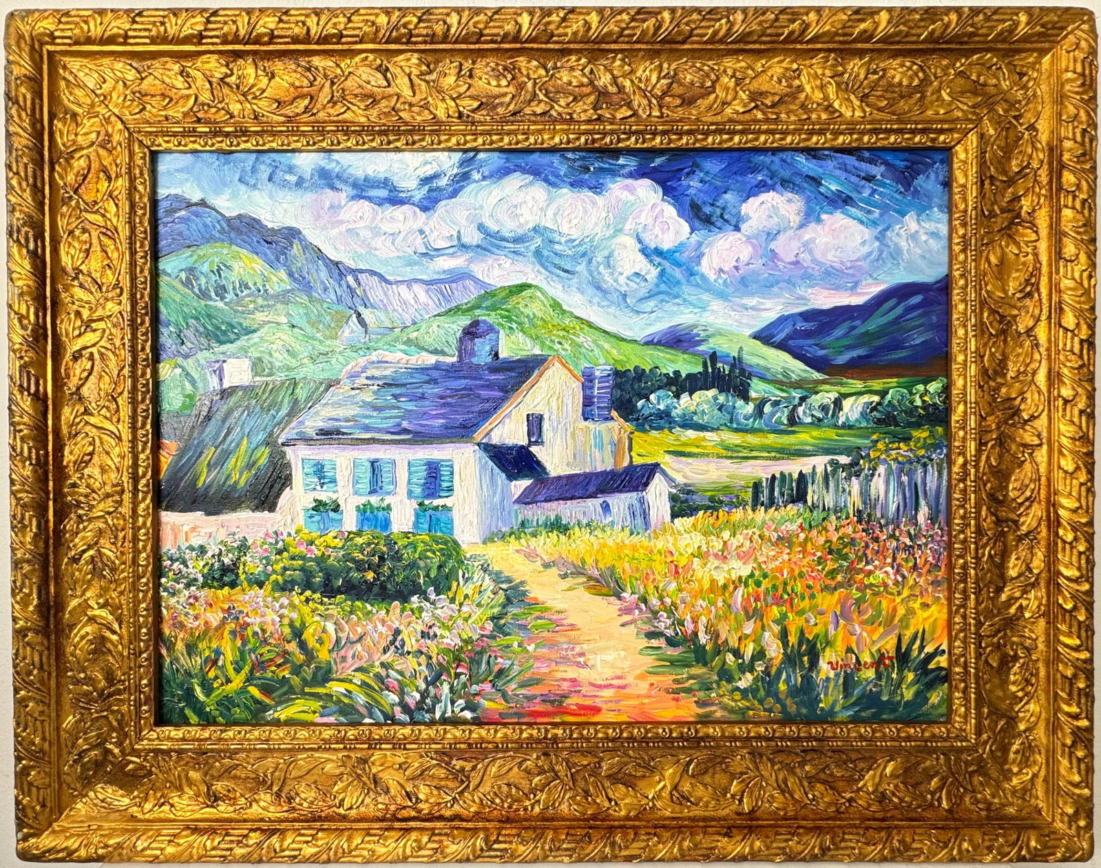 Vincent Van Gogh (Oil on canvas painting) Style of: Oil on canvas painting 22 x 28 inches, rendered in the style of Vincent Van Gogh (30 Mar 1853 - 29 Jul 1890) was a Dutch painter, generally considered to be the greatest after Rembrandt van Rijn, and 