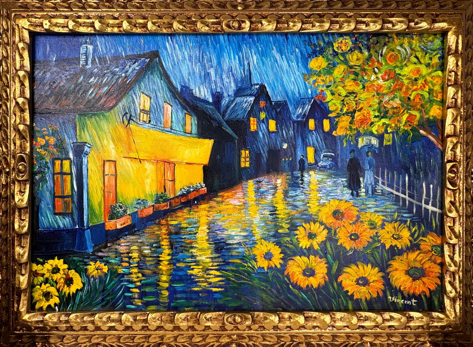 Vincent Van Gogh (Oil on canvas painting) Style of: Oil on canvas painting 22 x 30 inches, rendered in the style of Vincent Van Gogh (30 Mar 1853 - 29 Jul 1890) was a Dutch painter, generally considered to be the greatest after Rembrandt van Rijn, and 
