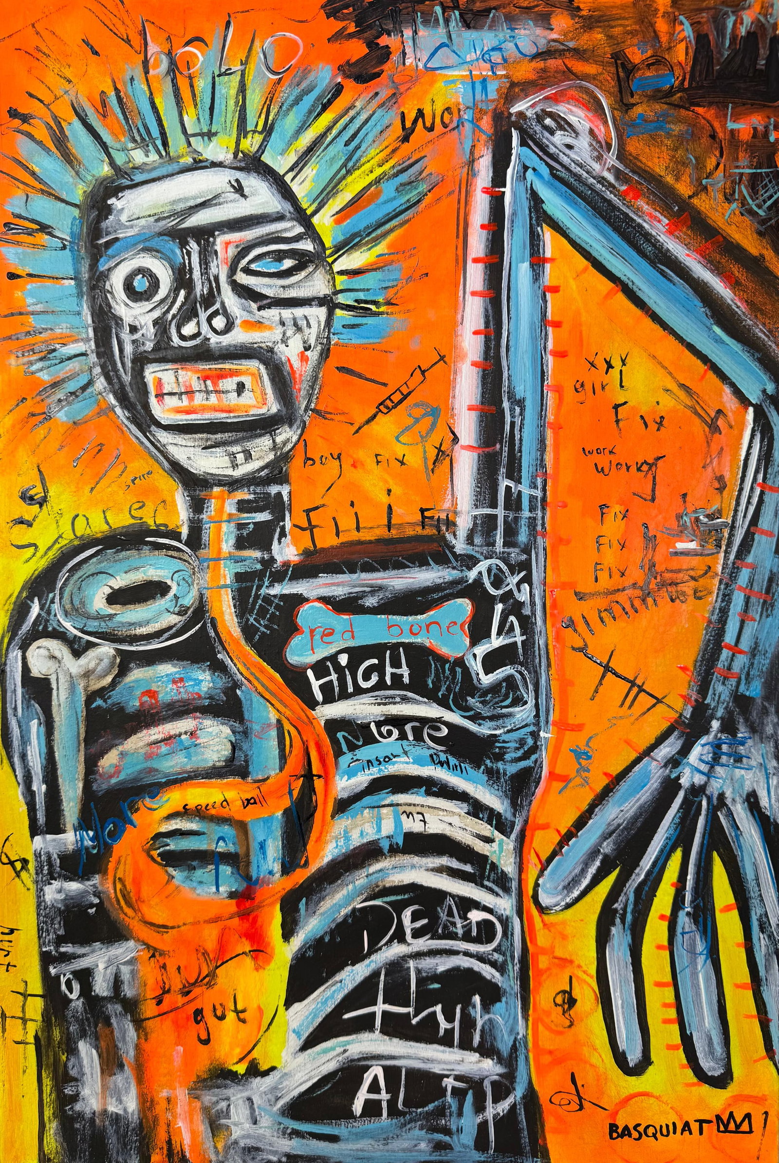 Jean-Michel Basquiat (Oil on canvas painting) Style of (1 of 4)