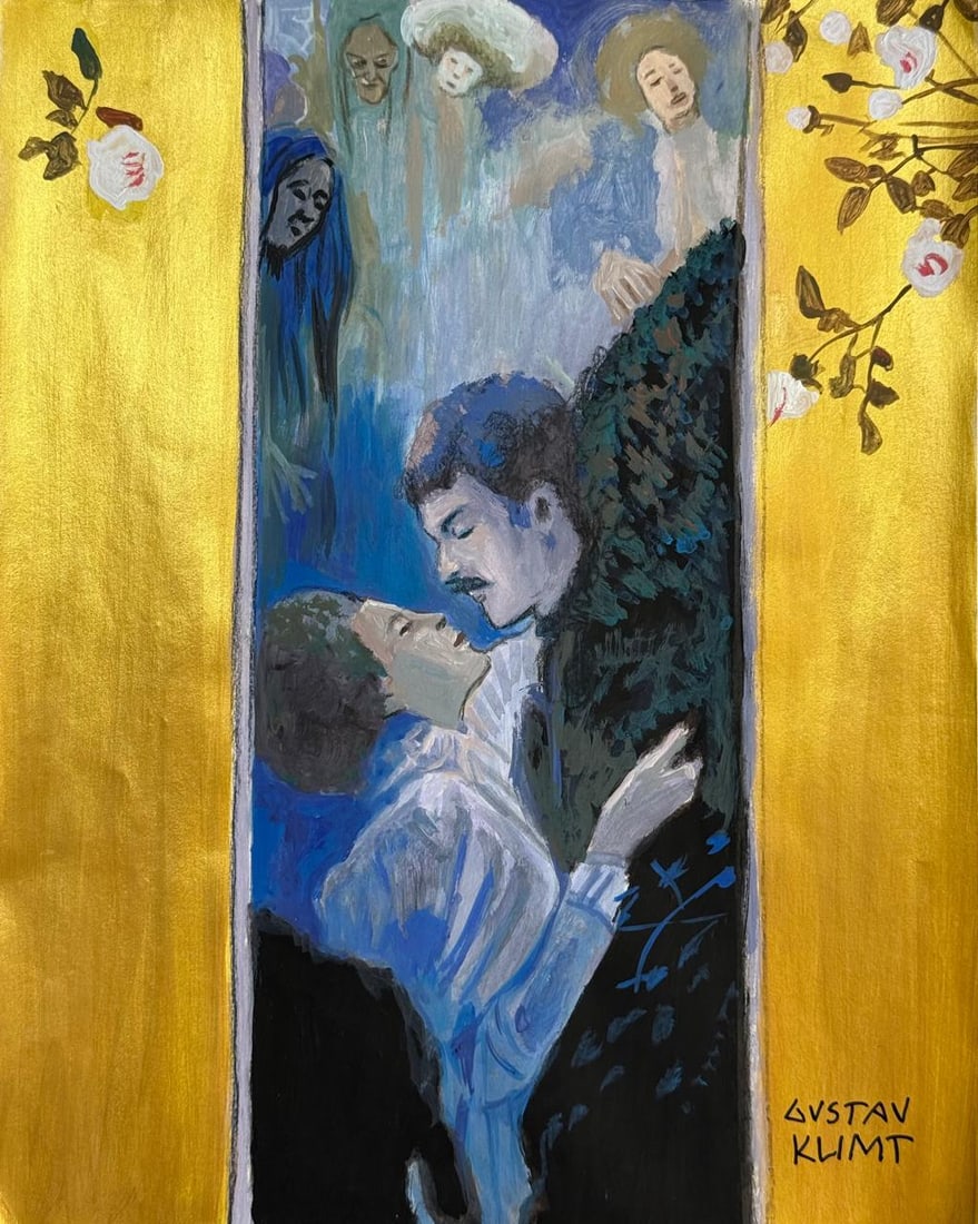 Gustav Klimt (Drawing on Paper Painting) Style of: Drawing on paper 9½ x 11½ inches, rendered in the style of Gustav Klimt (14 Jul 1862 - 06 Feb 1918) was an Austrian symbolist painter and one of the most prominent members of the Vienna 