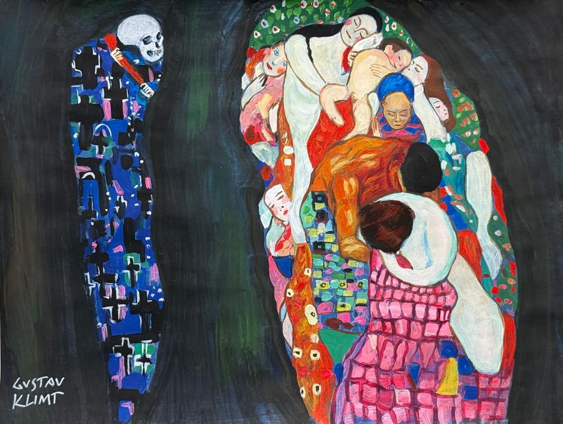 Gustav Klimt (Drawing on Paper Painting) Style of: Drawing on paper 9 x 11½ inches, rendered in the style of Gustav Klimt (14 Jul 1862 - 06 Feb 1918) was an Austrian symbolist painter and one of the most prominent members of the Vienna Secessio