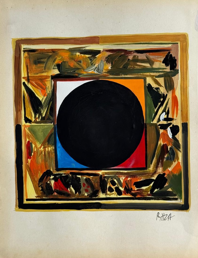 S. H. Raza (Mixed Media On Paper Painting) In the style of: Drawing on paper 8 x 10½ inches, rendered in the style of S. H. Raza (22 Feb 1922 - 23 Jul 2016) was an Indian painter who lived and worked in France for most of his career. Provenance:Private 