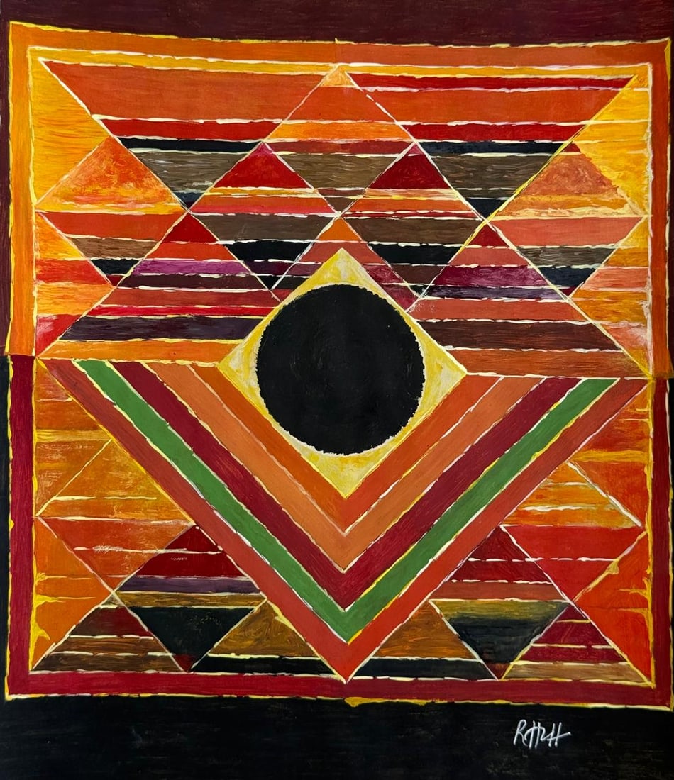S. H. Raza (Mixed Media On Paper Painting) In the style of (1 of 4)
