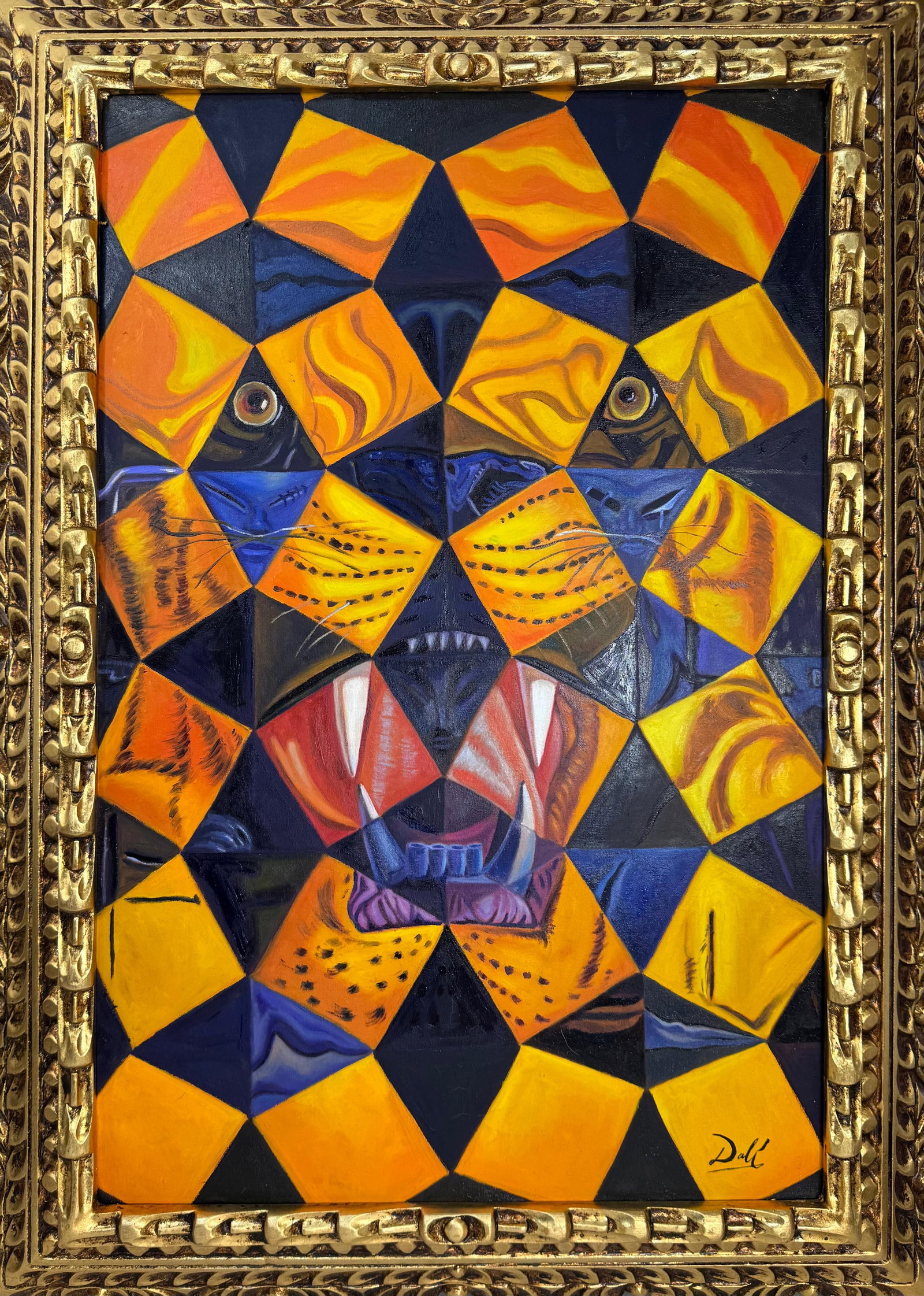 Salvador Dali Spanish (Oil on canvas painting) Style of: Oil on canvas painting 21 x 29 inches, rendered in the style of Salvador Dali between (11 May 1904 - 23 Jan 1989) was a Spanish surrealist artist, painter and printmaker, influential for his explorati