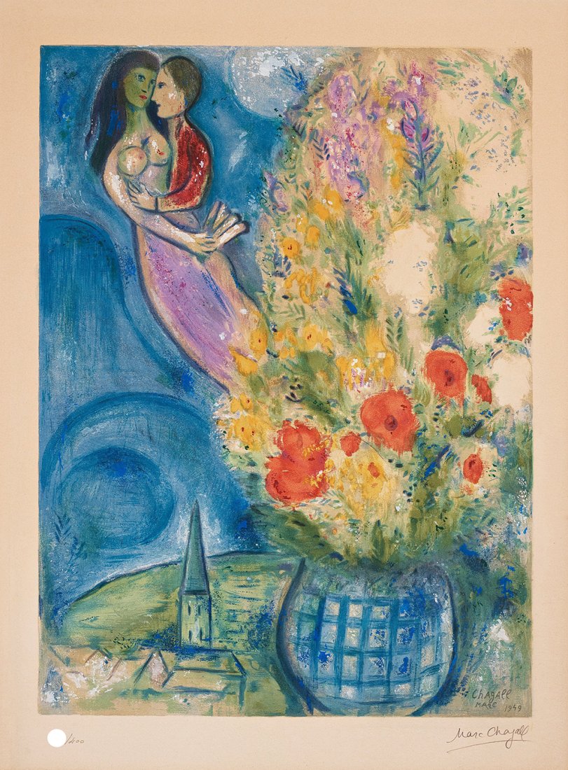 MARC CHAGALL after - "LES COQUELICOTS" - Signed lithograph (1 of 3)
