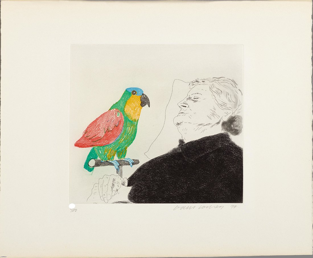 DAVID HOCKNEY - "FELICITE SLEEPING WITH PARROT"- Signed etching (1 of 4)