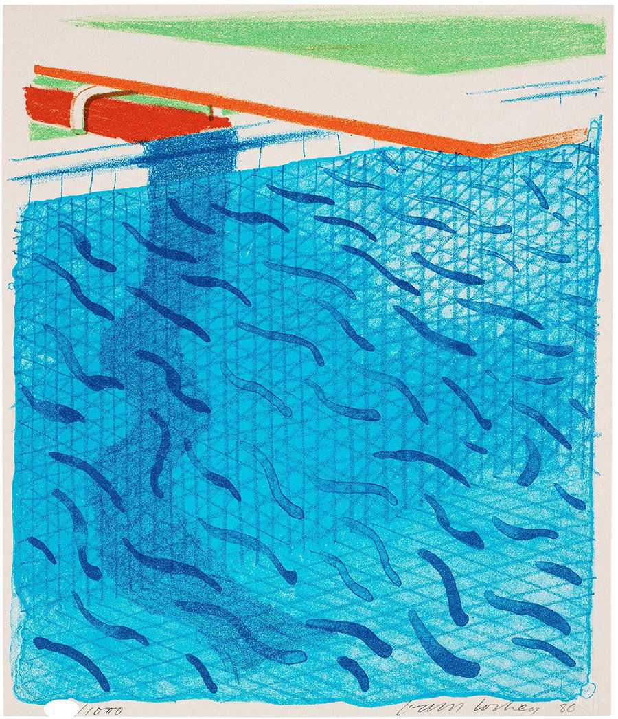 DAVID HOCKNEY - "POOL MADE WITH PAPER AND BLUE INK FOR BOOK" - Signed litograph (1 of 4)