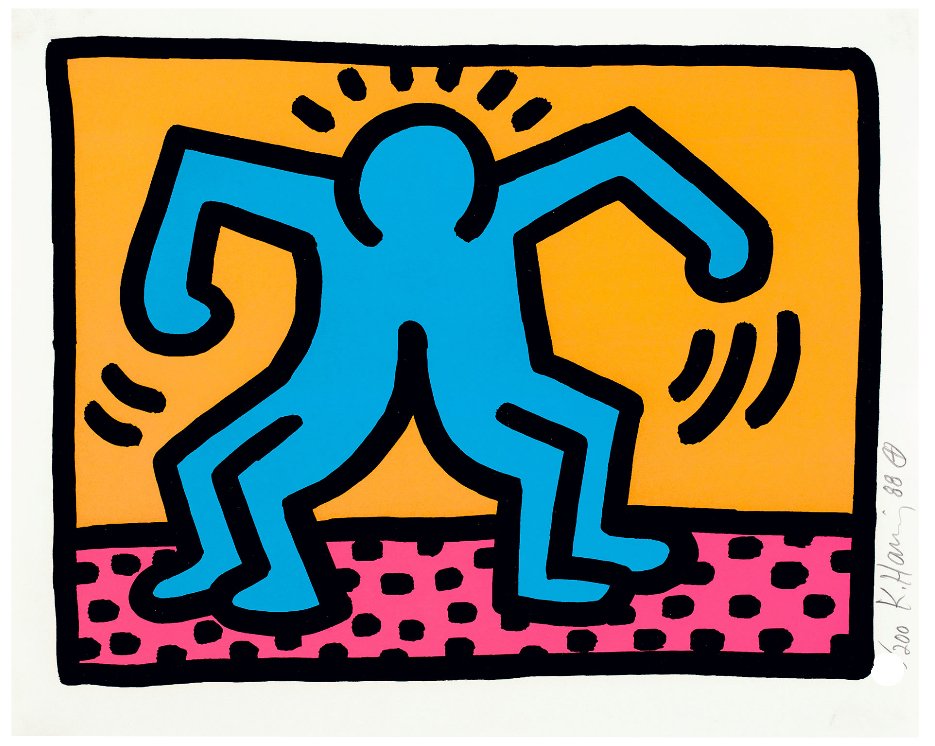 KEITH HARING - "POP SHOP II: ONE PLATE" - Signed screenprint: KEITH HARING (1958 - 1990)"POP SHOP II: ONE PLATE"Year: 1988Screenprint in colors on wove paperDimensions: 30.5x38.1 cmSigned, dated and numbered XX/200 in pencil (there were also 20 artist's proofs)P