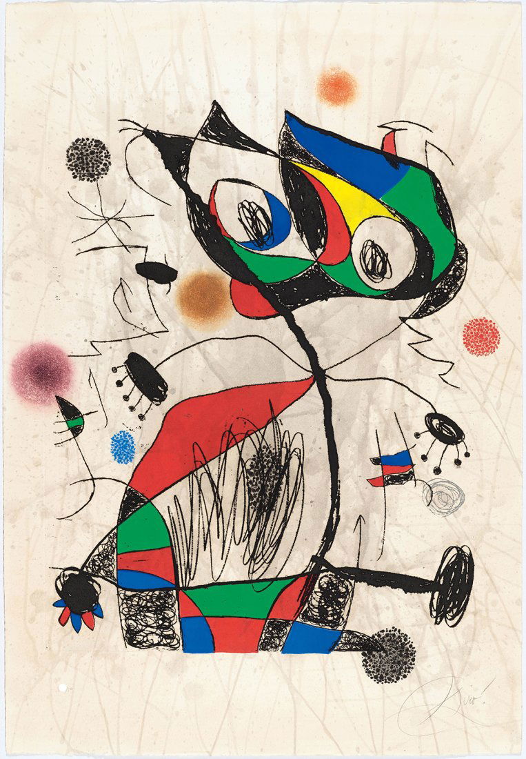 JOAN MIRO - "L'ECOLIERE AU BUISSON" - Signed etching (1 of 4)