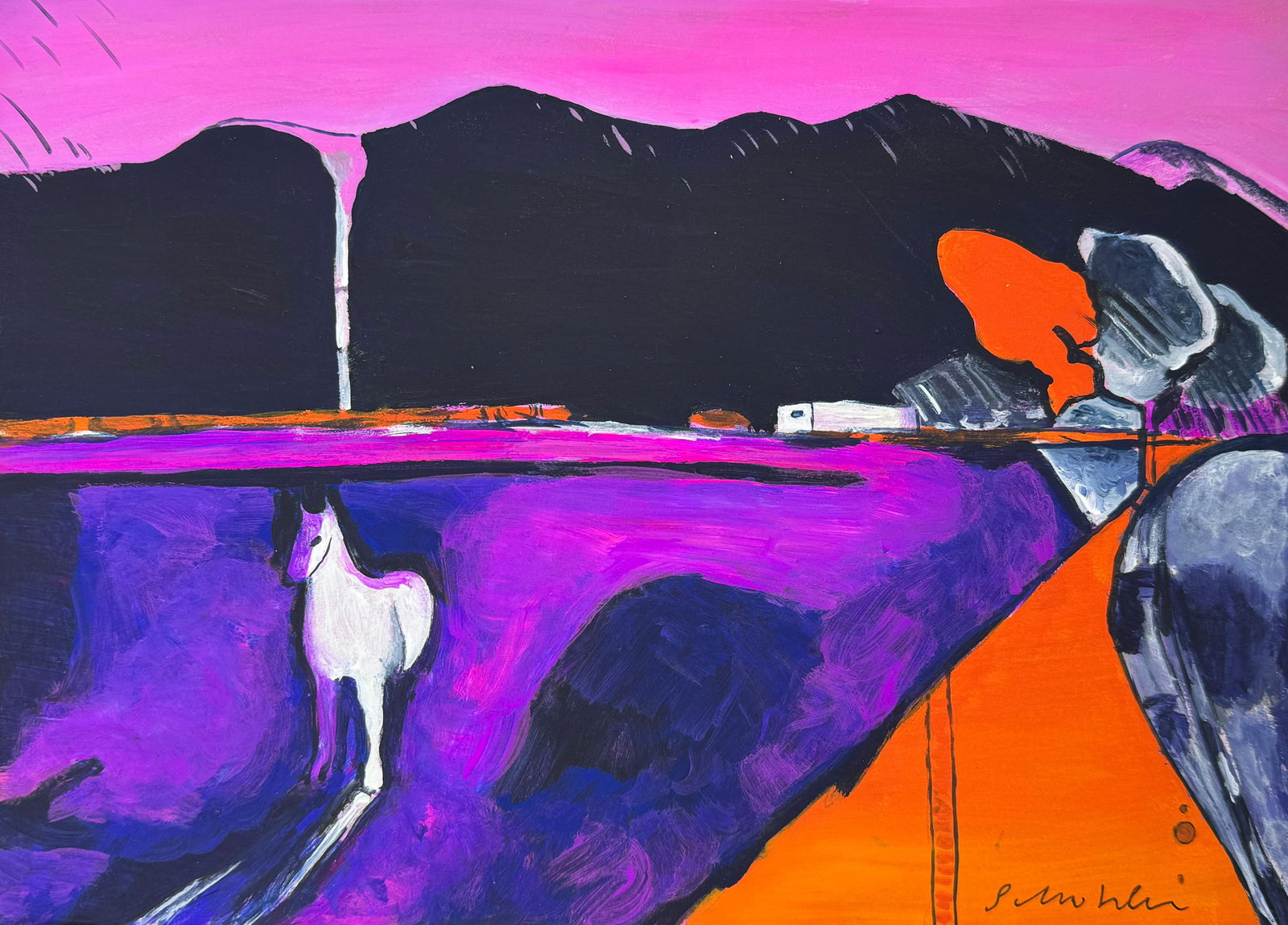 Fritz Scholder (Drawing on Paper Painting) Style of (1 of 4)