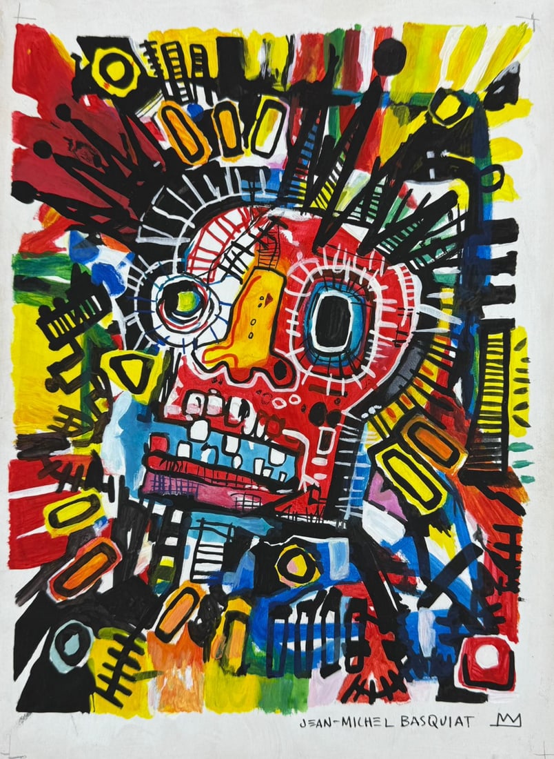 Jean-Michel Basquiat (Drawing on Paper Painting) Style of (1 of 2)