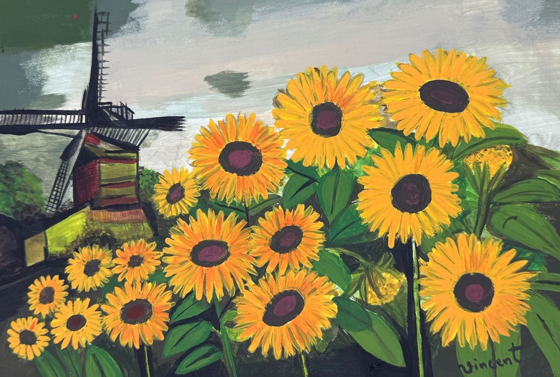 Vincent Van Gogh (Drawing on Paper Painting) Style of (1 of 2)