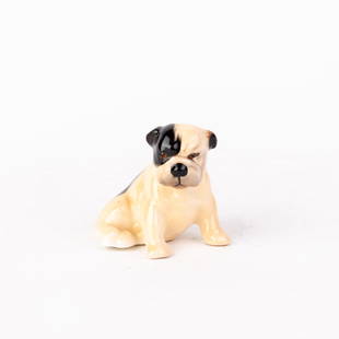 Royal Doulton Porcelain Figure of a Seated Dog: DIMENSIONS APPROX 5x5x4CM.