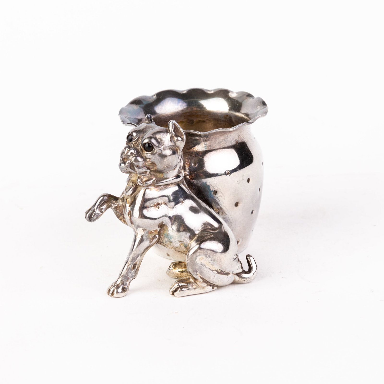 Victorian English Silver Plated French Bulldog Pin Cushion (1 of 5)