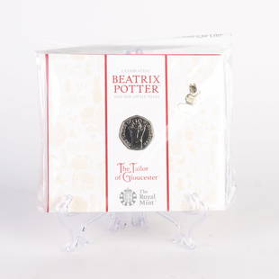 Beatrix Potter Peter Rabbit Collector 50 Pence Coin: DIMENSIONS APPROX 14.5x13x0.5CM.