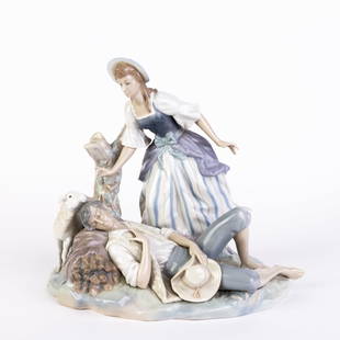 Lladro Fine Porcelain Sculpture "Rest in the Country" 4760: DIMENSIONS APPROX 28x30x22CM.