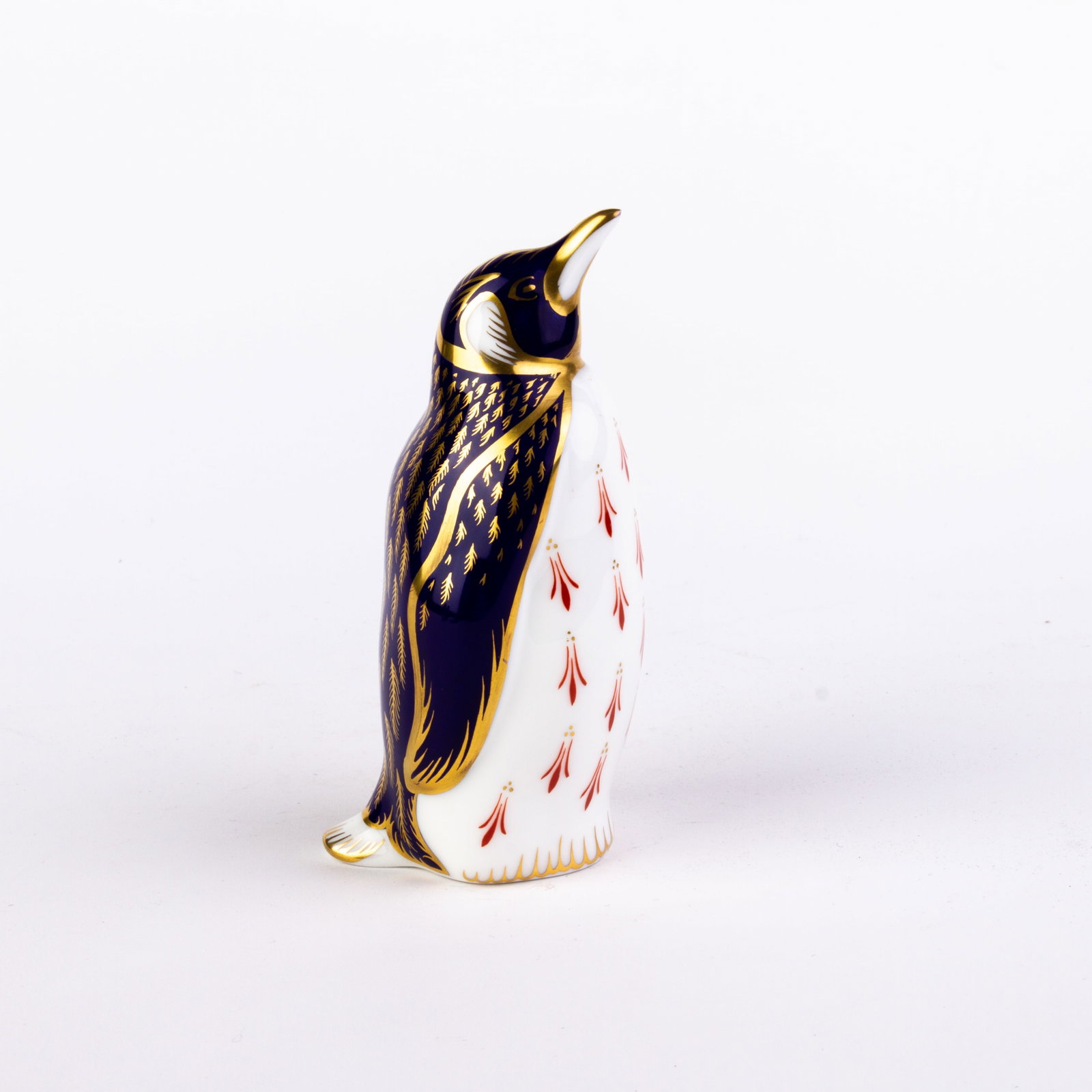 Royal Crown Derby 24K Gold Porcelain Paperweight Penguin: DIMENSIONS APPROX 13.5x6x5.5CM.