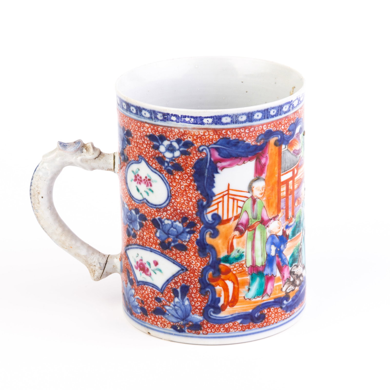Chinese Export Porcelain Edo Tankard Mug ca. 1770: DIMENSIONS APPROX 15x9.5x12CM.