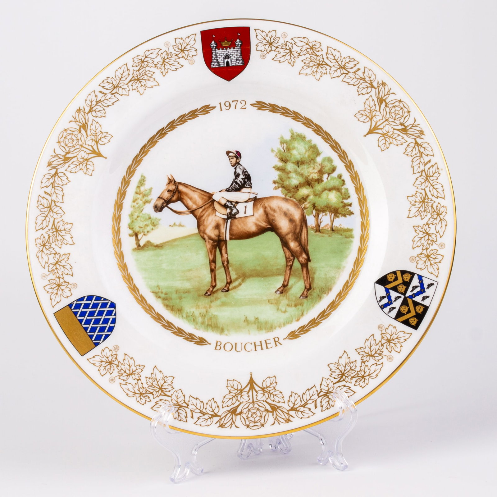 Spode Fine Porcelain Equestrian Horse Jockey Plate: DIMENSIONS APPROX 27x27x2CM.