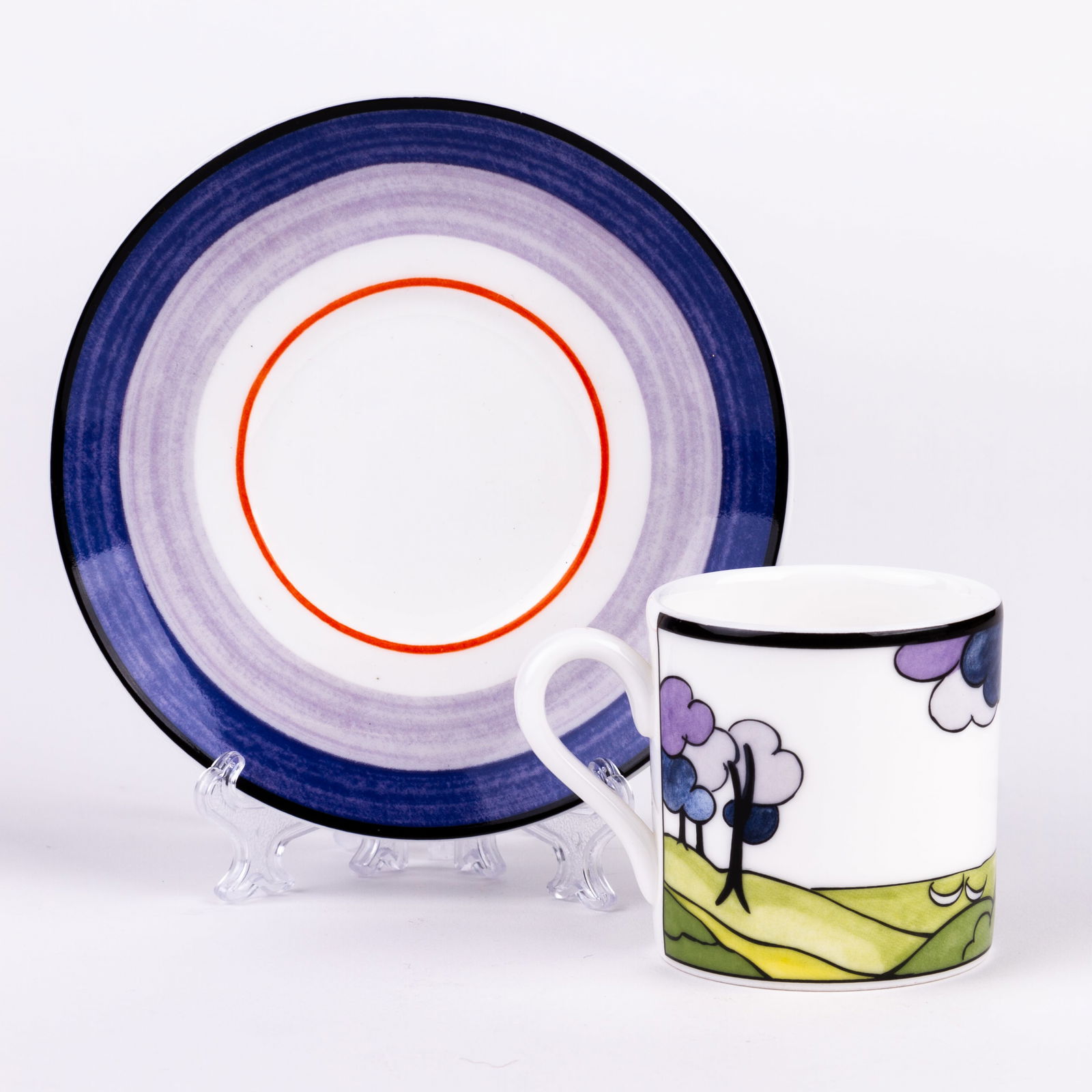 Clarice Cliff by Wedgwood Bizarre "Blue Firs" Cup & Saucer (1 of 8)