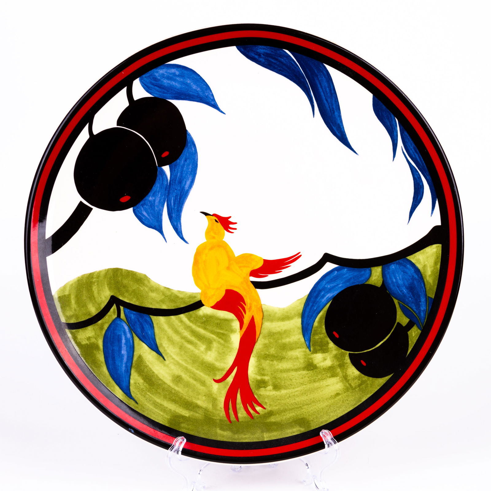 Clarice Cliff "Bird of Paradise" Porcelain Plate by Wedgwood: DIMENSIONS APPROX 30.5x30.5x3CM.