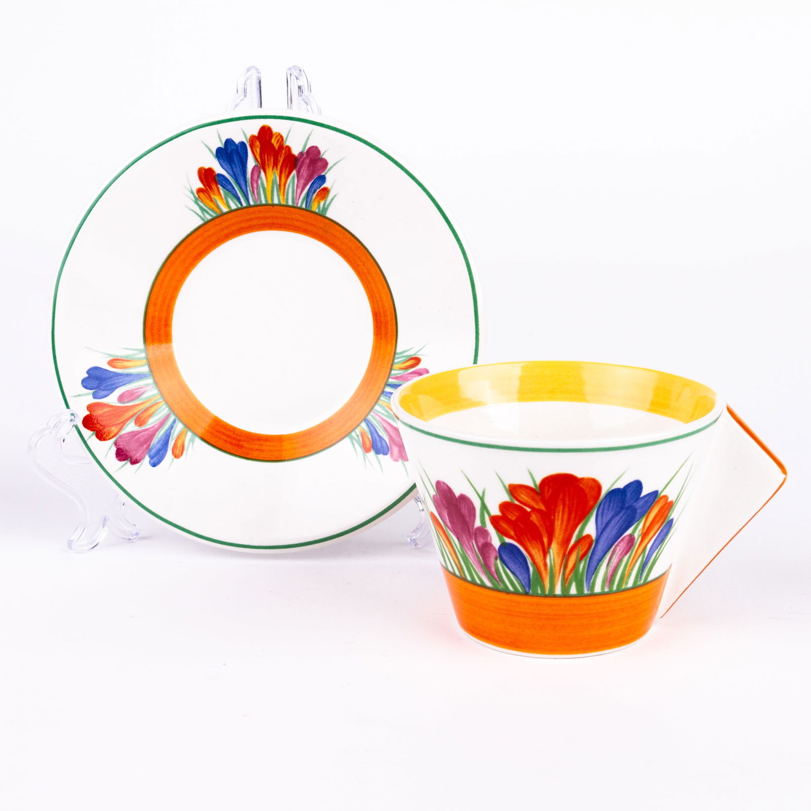 Clarice Cliff Bizarre "Crocus" Tea for Two Porcelain Cup & Saucer (1 of 8)