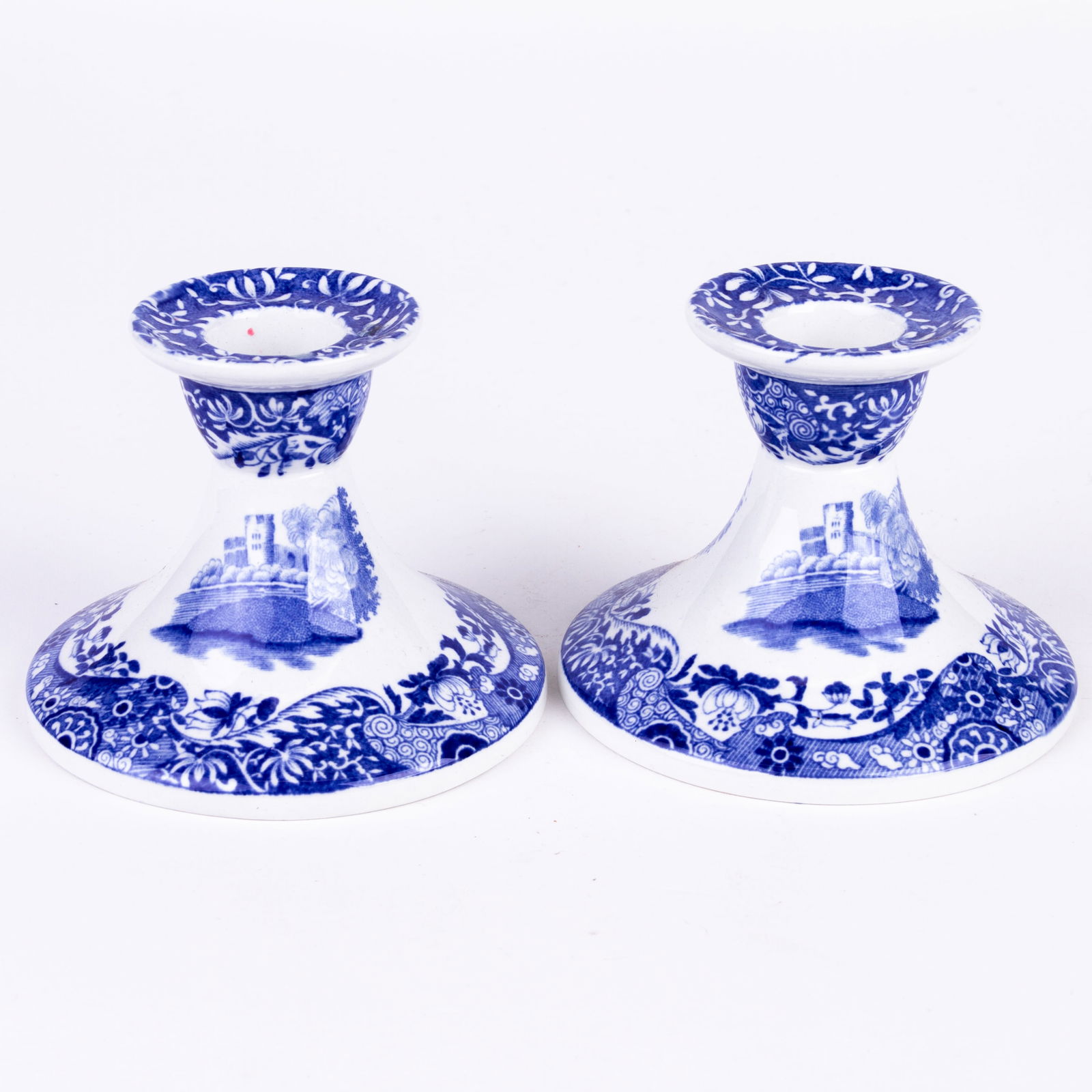 Pair of Spode Copeland Blue Italian Candle Holders (1 of 6)