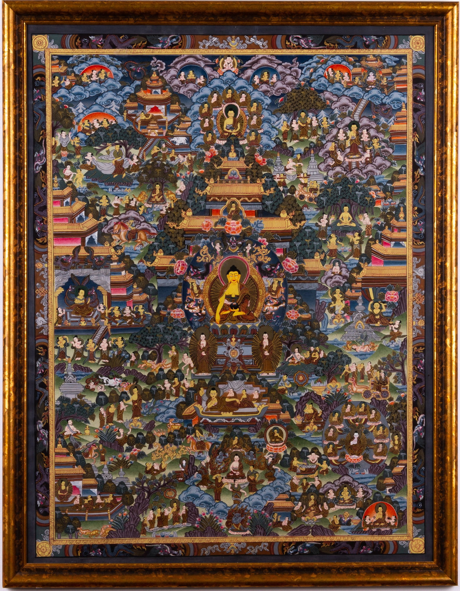 Tibetan Buddhist Thanka 19th Century: DIMENSIONS APPROX 66x85x3CM