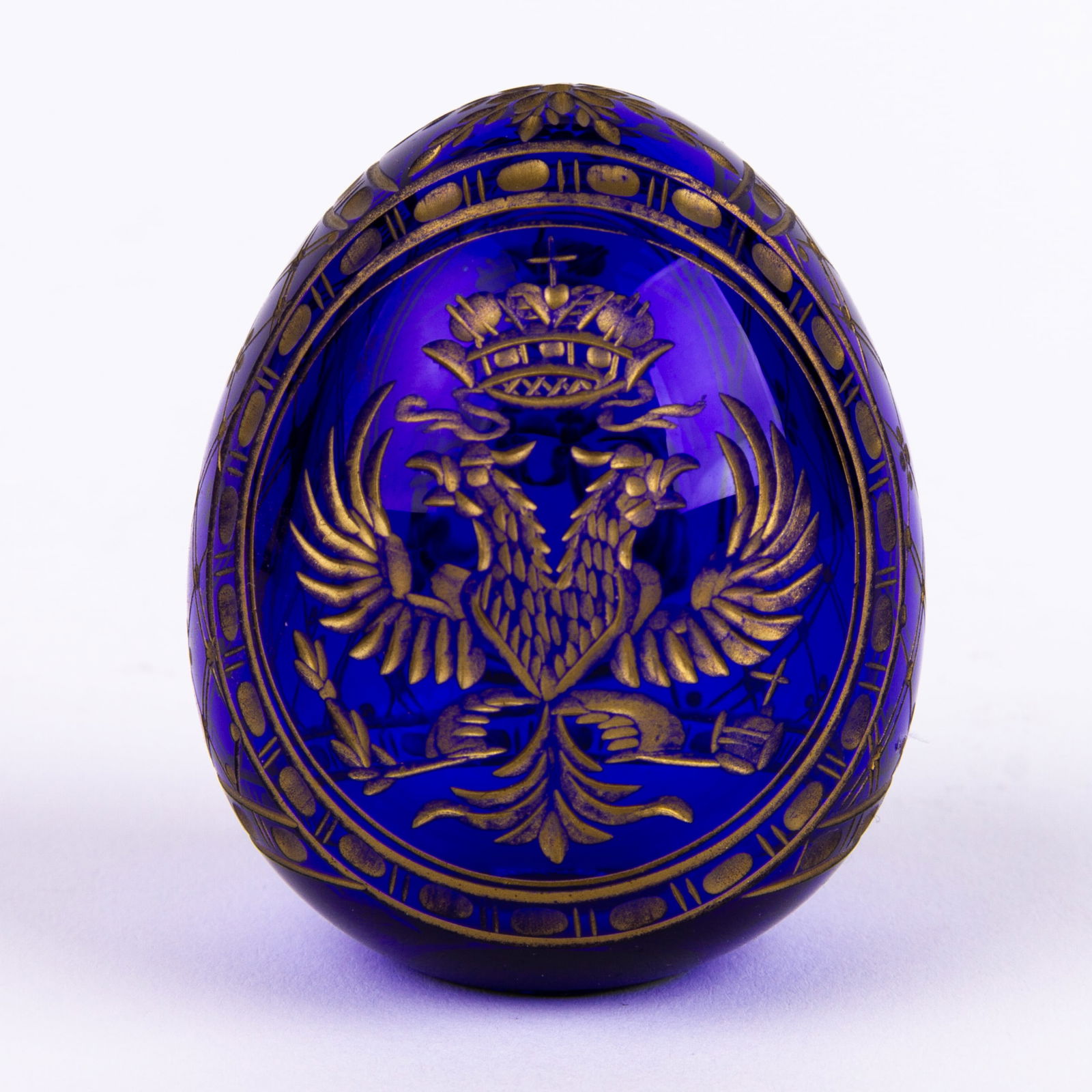 Imperial Russian Cobalt Cut Crystal Faberge Egg (1 of 6)