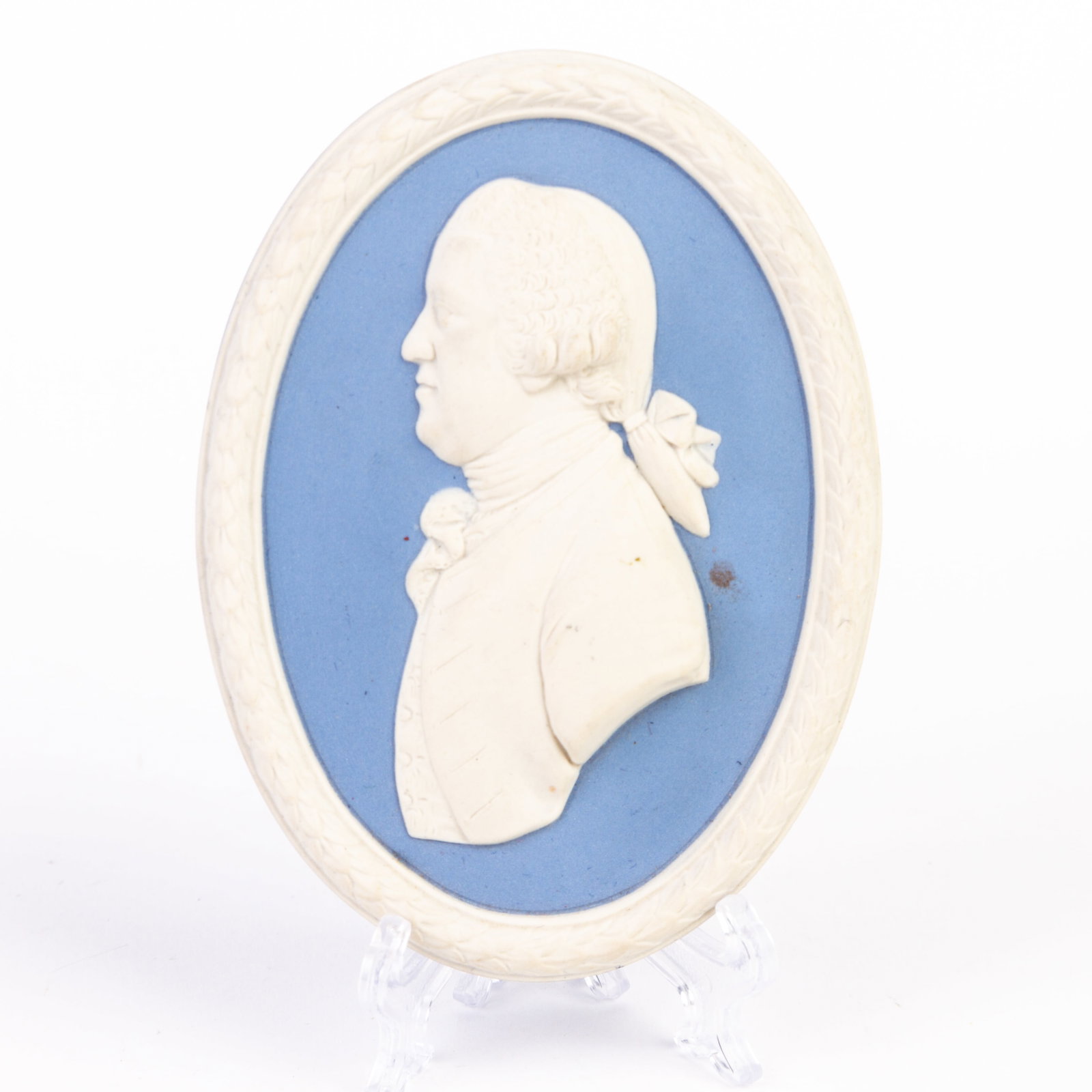 Josiah Wedgwood Bas Relief Jasperware Portrait Plaque: DIMENSIONS APPROX 11x8x1CM.
