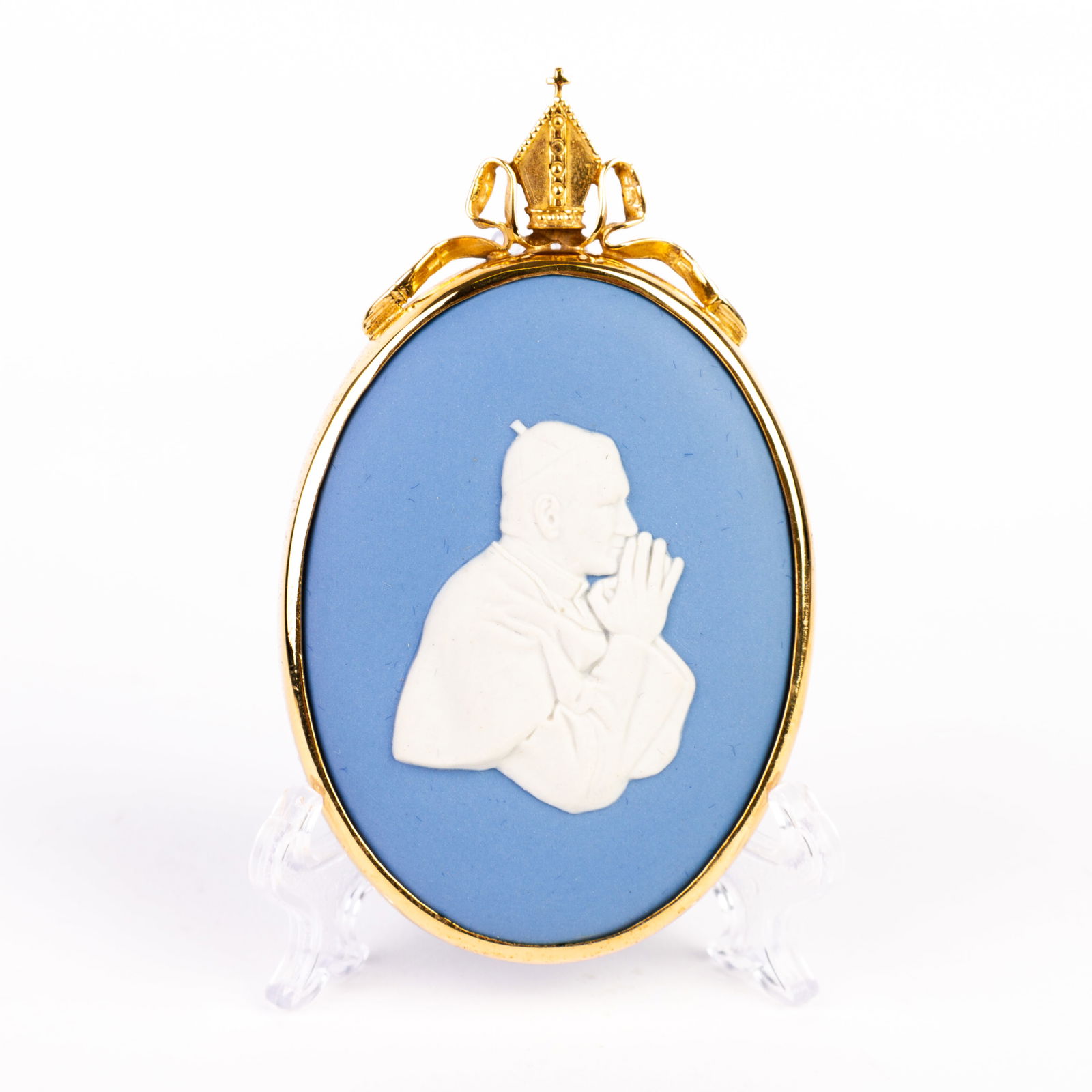 Wedgwood Jasperware Pope John Paul II Portrait Plaque: DIMENSIONS APPROX 9x5.5x1CM.