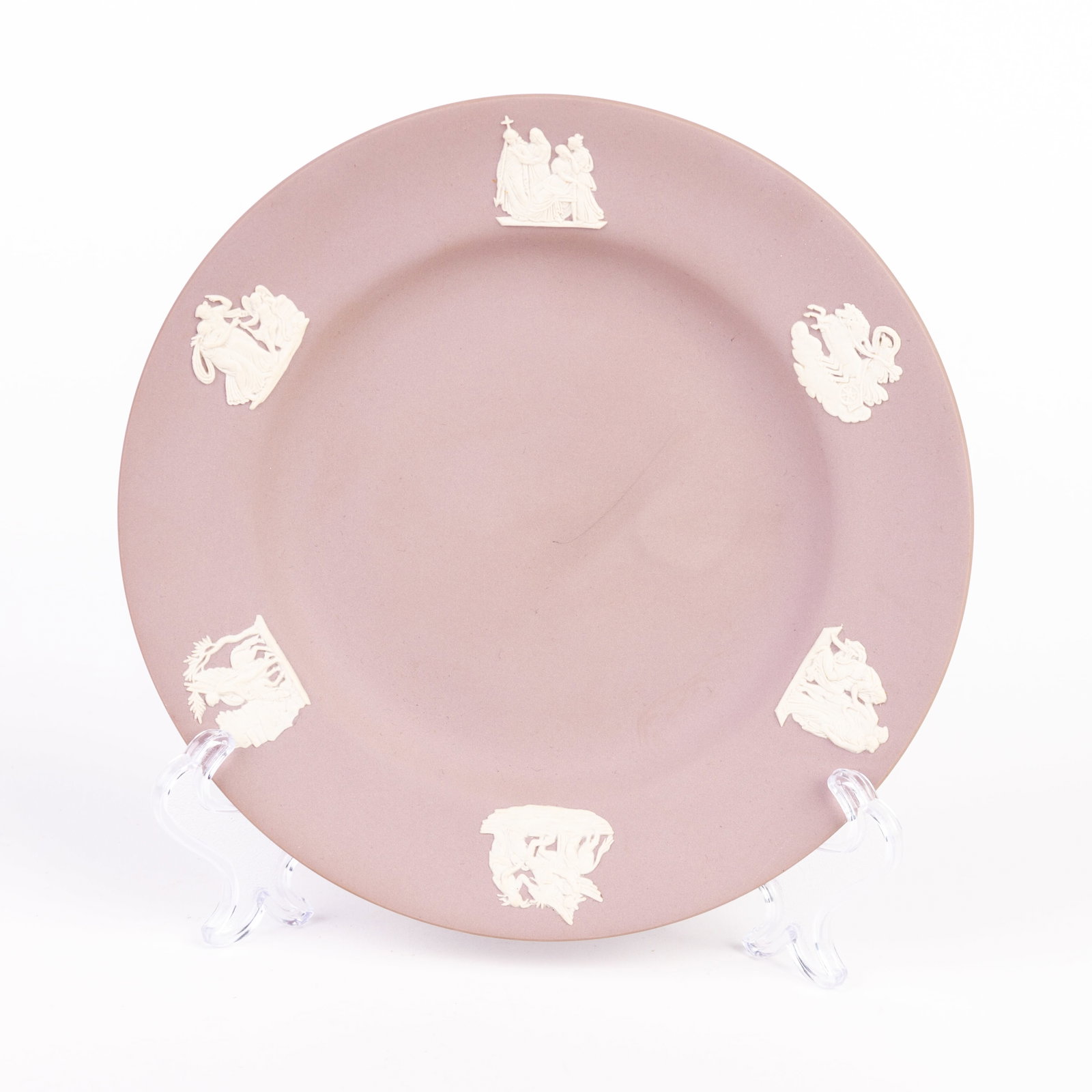 Wedgwood Lilac Jasperware Neoclassical Plate: DIMENSIONS APPROX 16.5x16.5x1CM