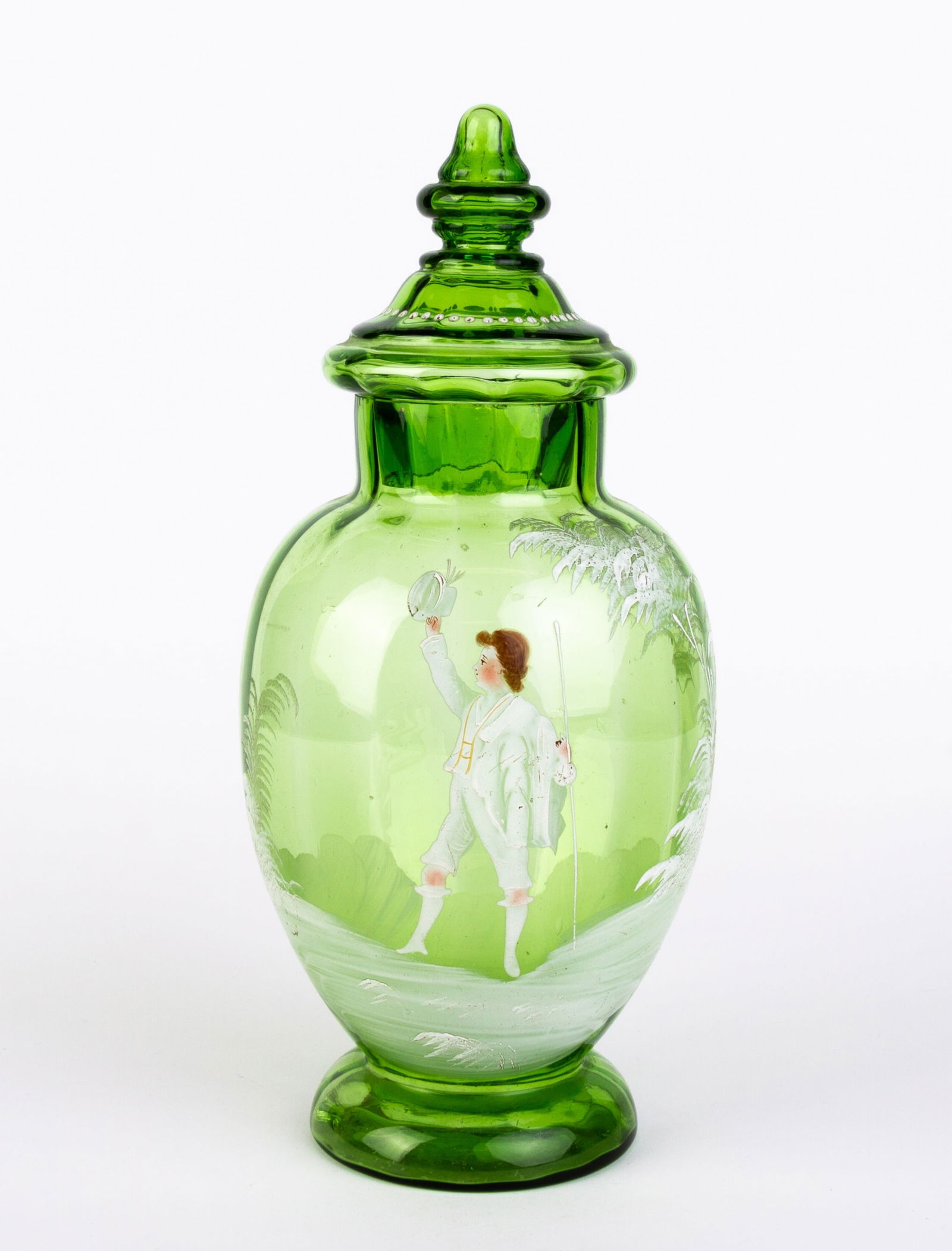 Victorian Mary Gregory Enameled Glass Lidded Vase 19th Century (1 of 7)