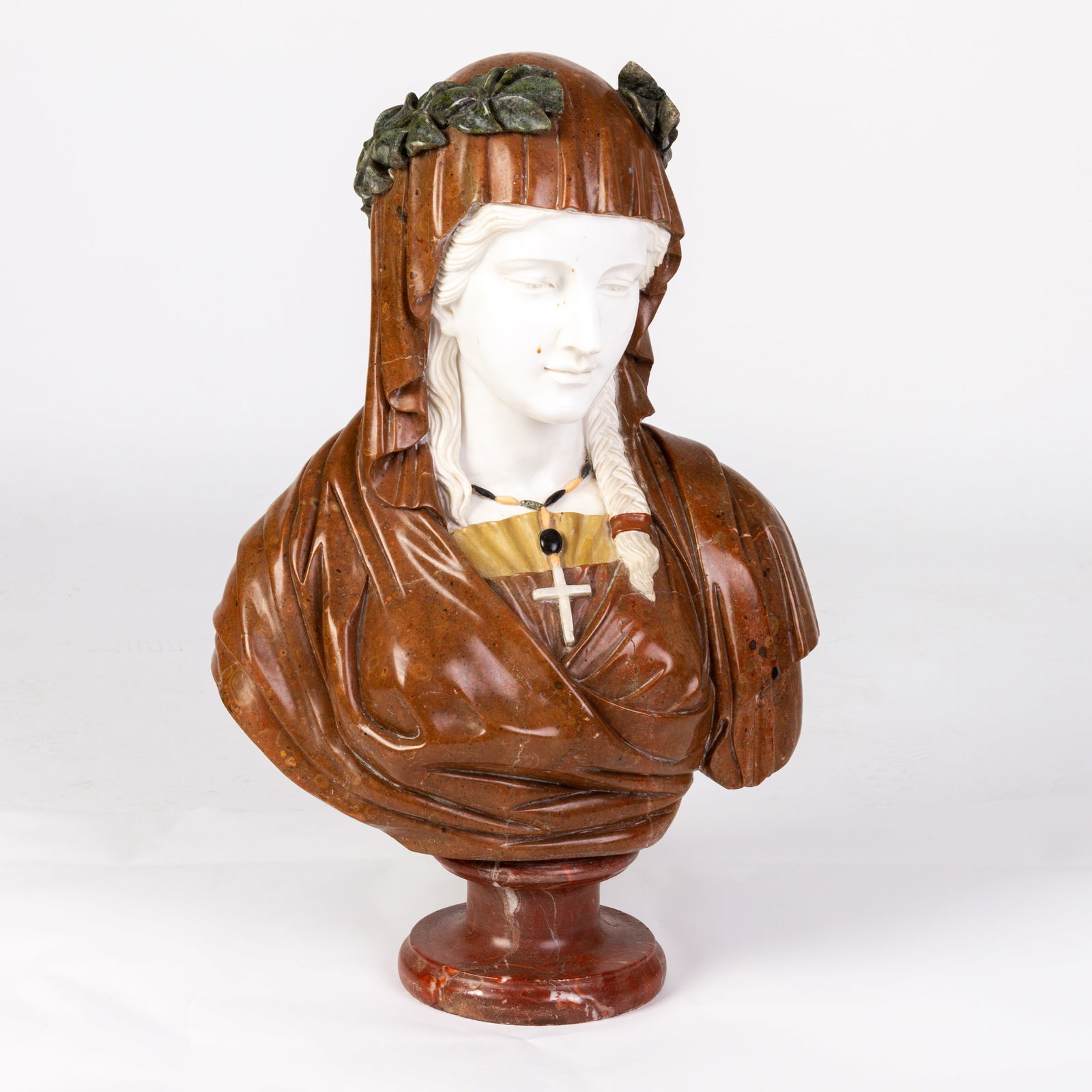 Italian Grand Tour Marble Bust Madonna of Sorrows 19th Century (1 of 5)