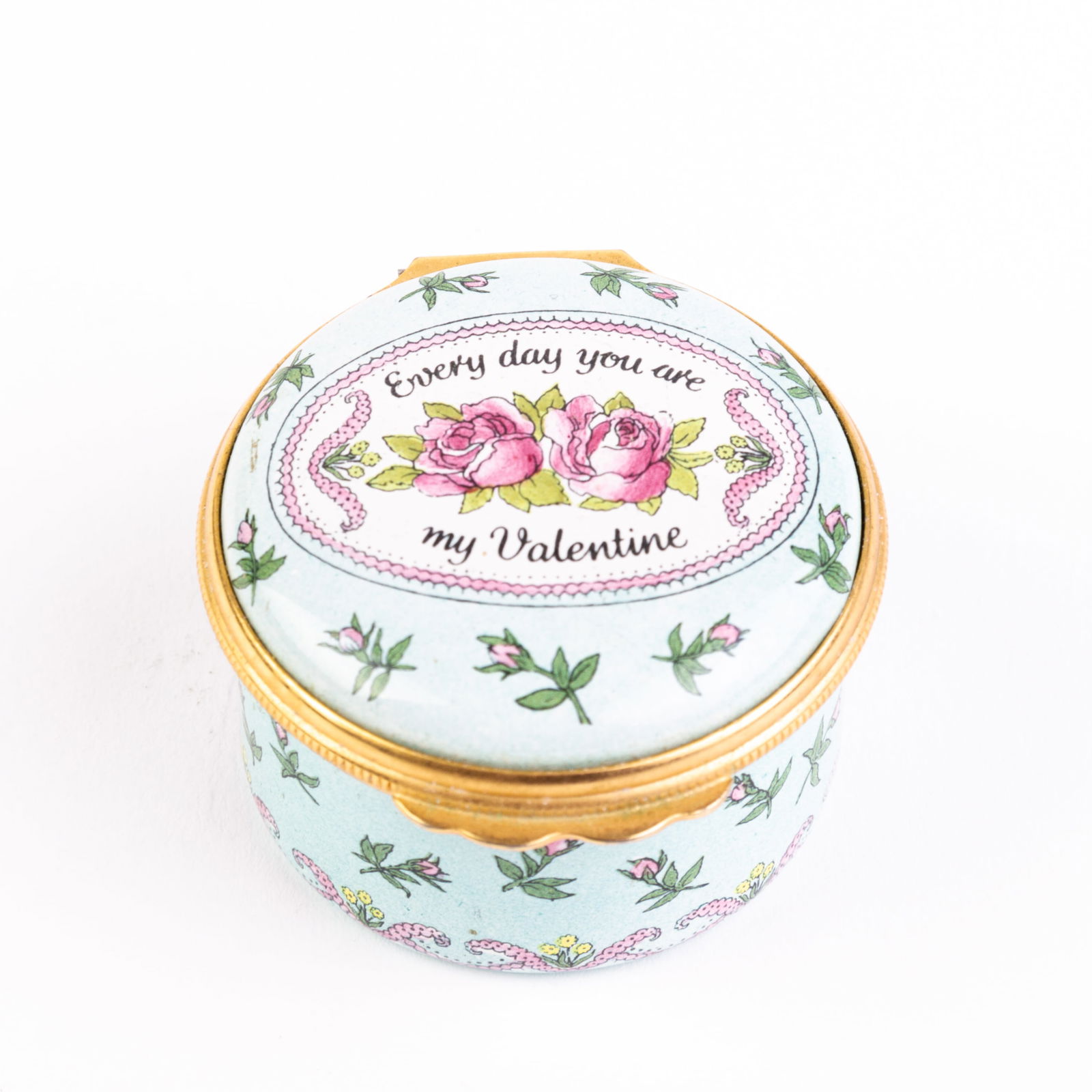 Halcyon Days English Enamel Pillbox: DIMENSIONS APPROX 4.5x4.5x3CM.