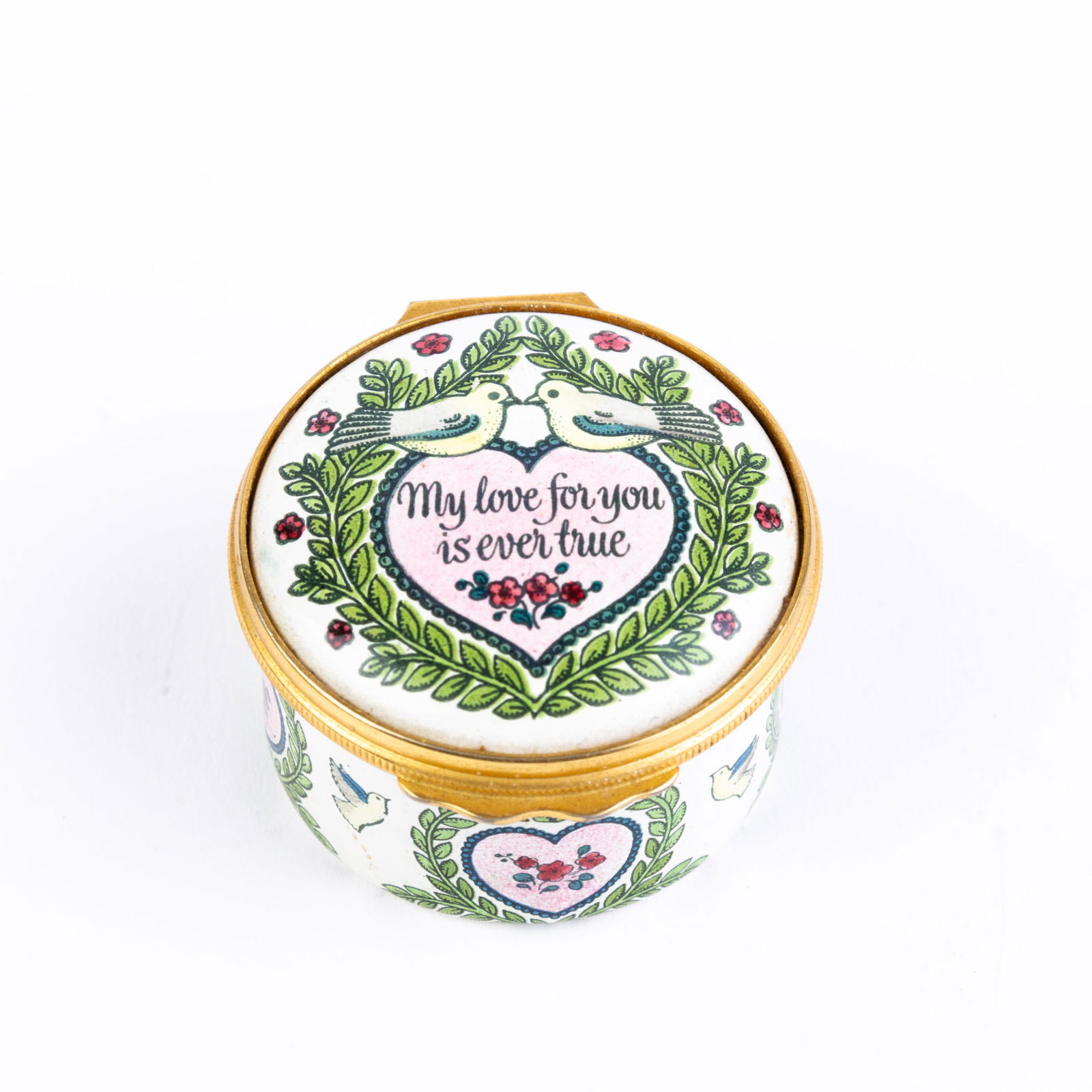 Halcyon Days English Enamel Pillbox: DIMENSIONS APPROX 4.5x4.5x3CM.