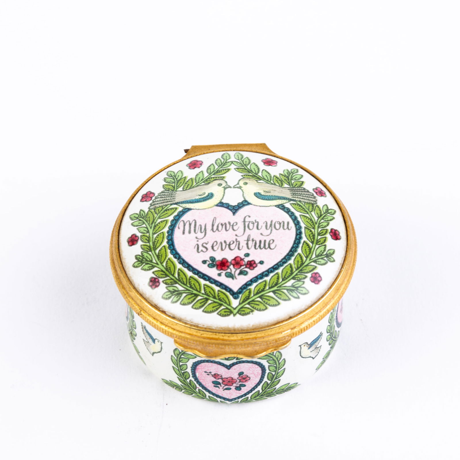 Halcyon Days English Enamel Pillbox: DIMENSIONS APPROX 4.5x4.5x3CM.