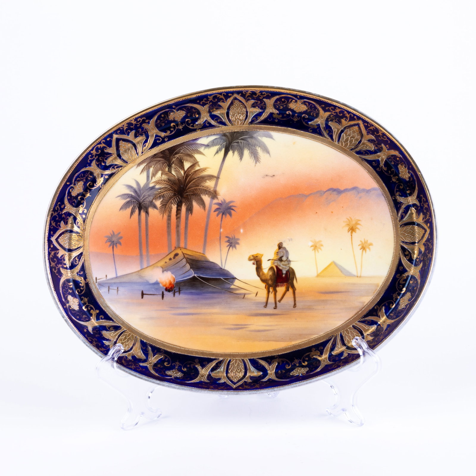 Japanese Art Deco Noritake Porcelain Oriental Platter Tray: DIMENSIONS APPROX 32.5x25.5x2.5CM.