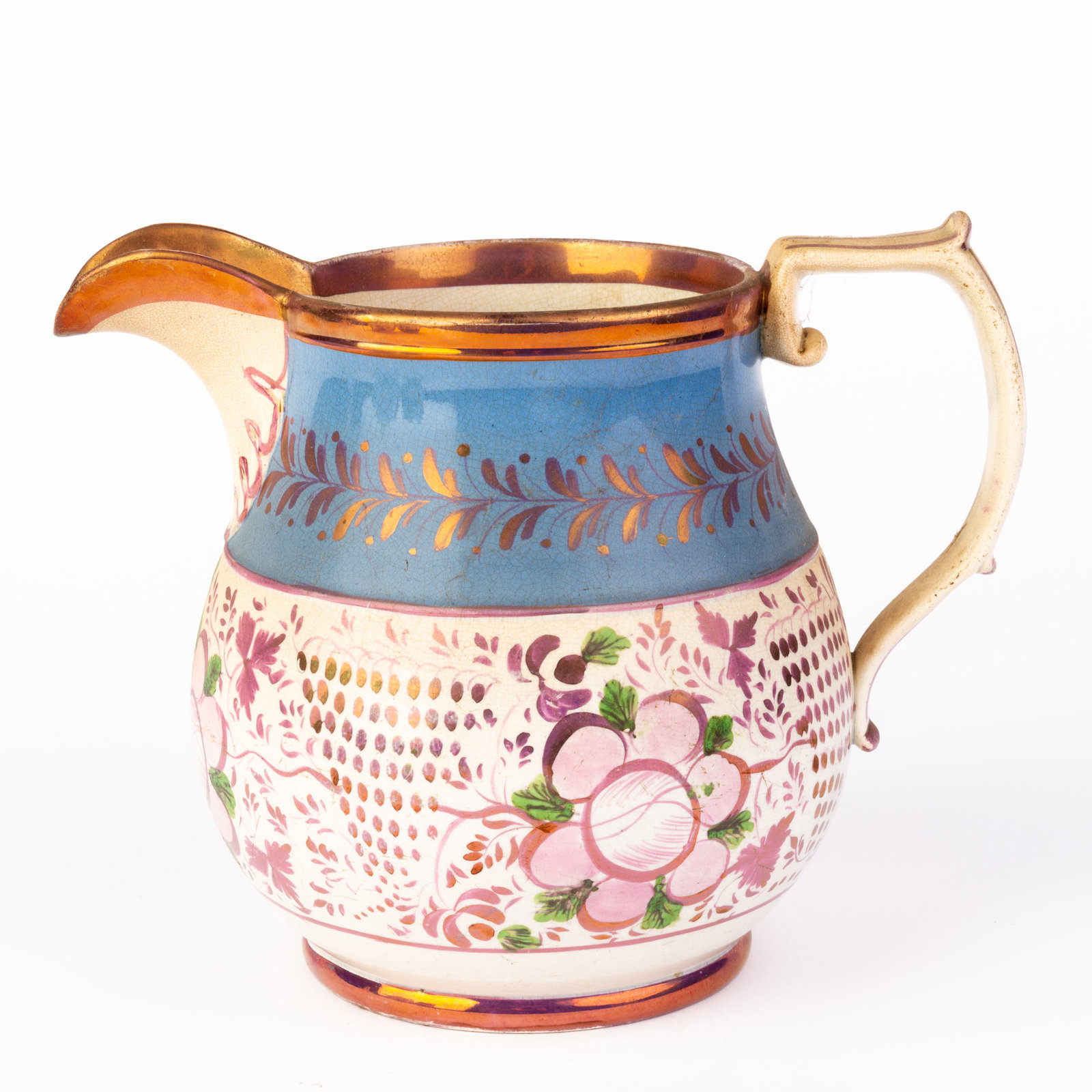 English Staffordshire Prattware Lustreware Jug 18th Century (1 of 5)