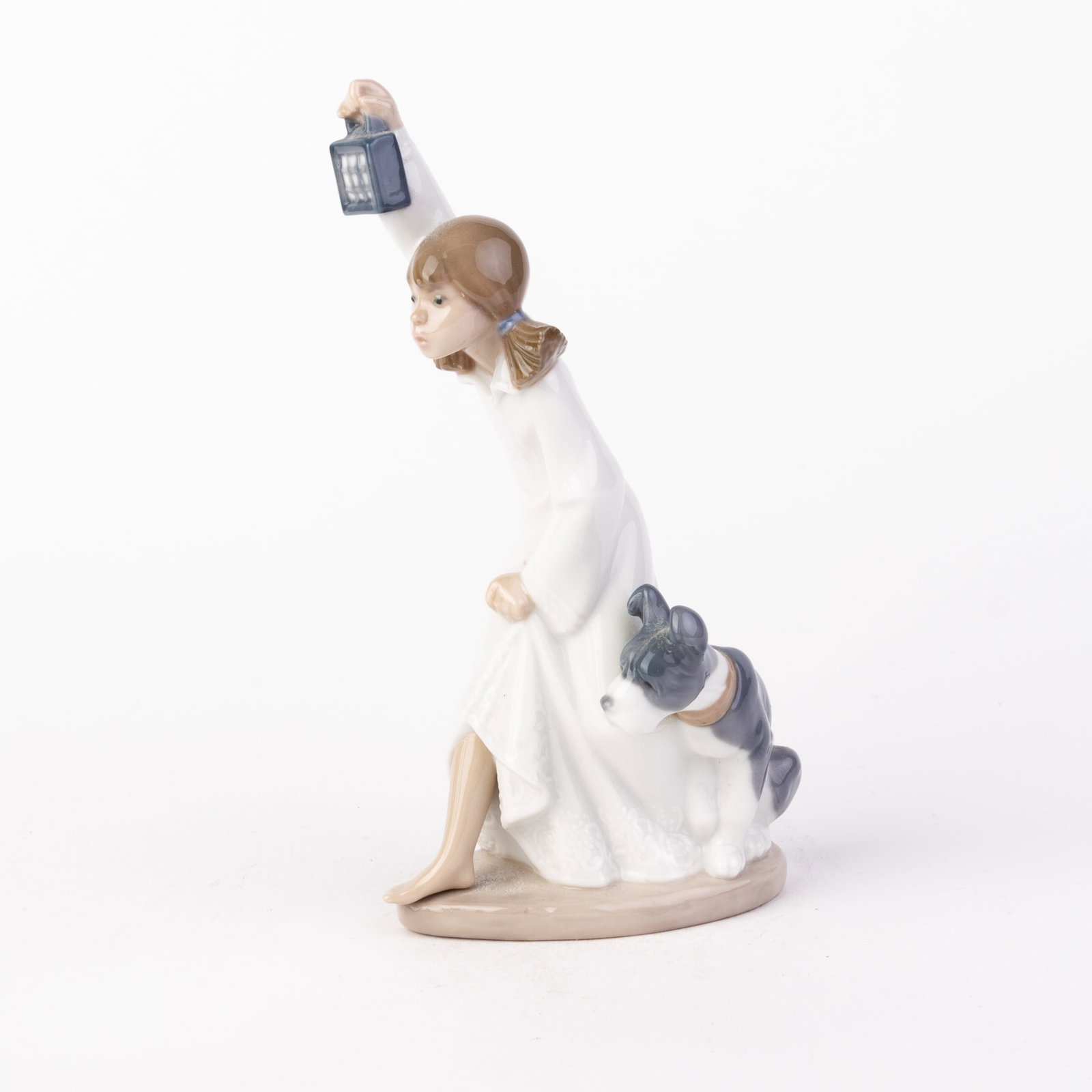 Nao Lladro Fine Porcelain Lantern Girl with Dog Figure (1 of 5)