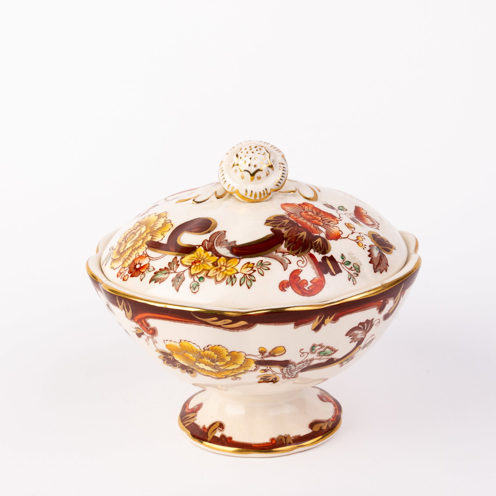 Mason's Ironstone Brown Velvet Pattern Lidded Bowl (1 of 6)