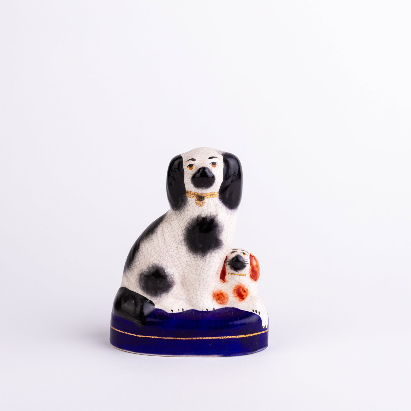 Victorian English Staffordshire Pottery Polychrome Spaniel 19th C (1 of 5)